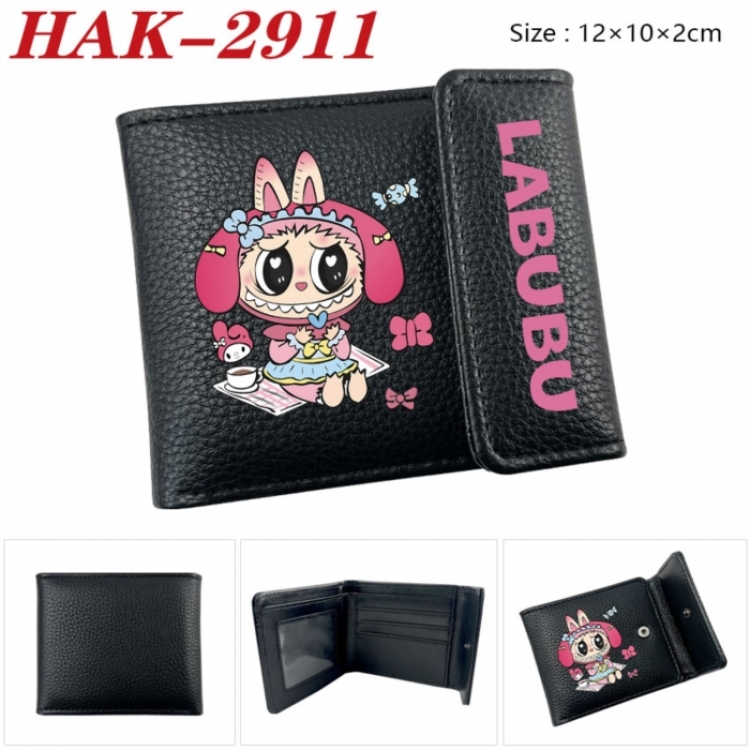 Labubu Anime Litchi Pattern Hidden Buckle Half Fold Printed Wallet 12X10X2CM