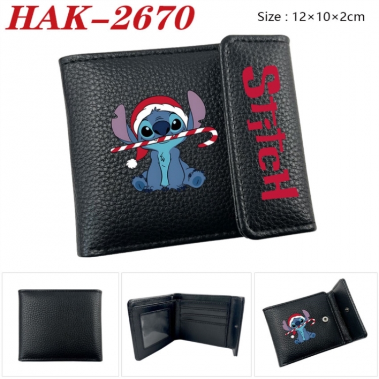 Lilo & Stitch Anime Litchi Pattern Hidden Buckle Half Fold Printed Wallet 12X10X2CM