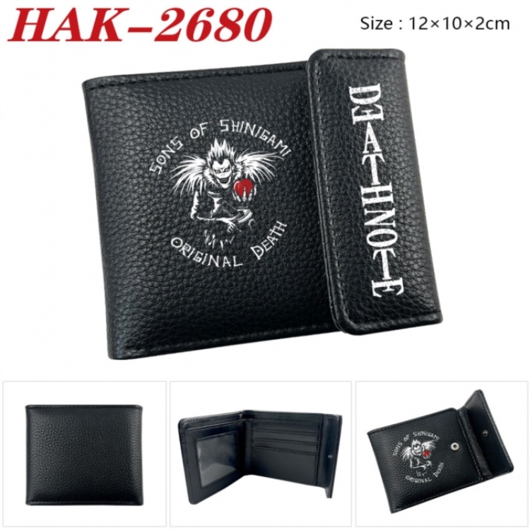 Death note Anime Litchi Pattern Hidden Buckle Half Fold Printed Wallet 12X10X2CM