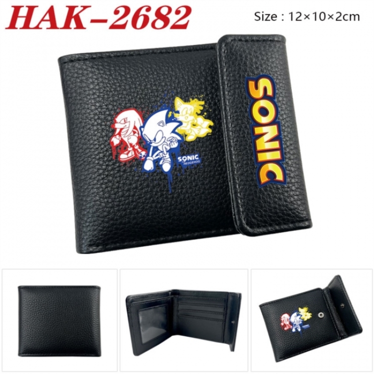 Sonic The Hedgehog  Anime Litchi Pattern Hidden Buckle Half Fold Printed Wallet 12X10X2CM