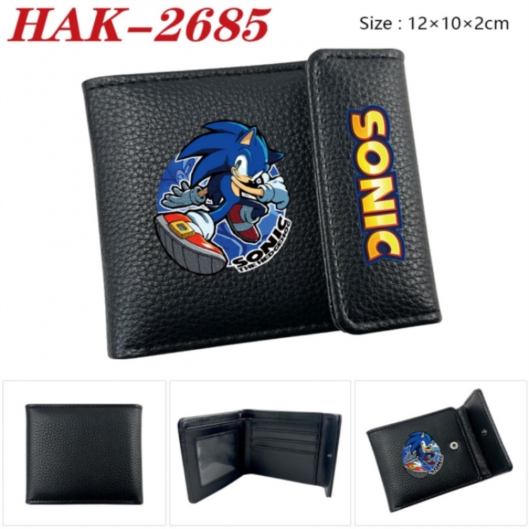 Sonic The Hedgehog  Anime Litchi Pattern Hidden Buckle Half Fold Printed Wallet 12X10X2CM