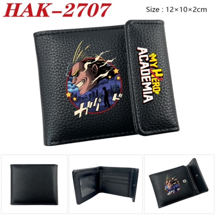 My Hero Academia Anime Litchi Pattern Hidden Buckle Half Fold Printed Wallet 12X10X2CM