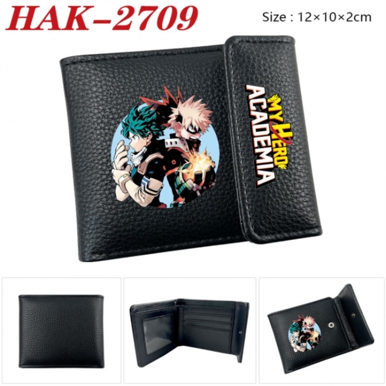My Hero Academia Anime Litchi Pattern Hidden Buckle Half Fold Printed Wallet 12X10X2CM