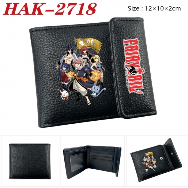 Fairy tail Anime Litchi Pattern Hidden Buckle Half Fold Printed Wallet 12X10X2CM