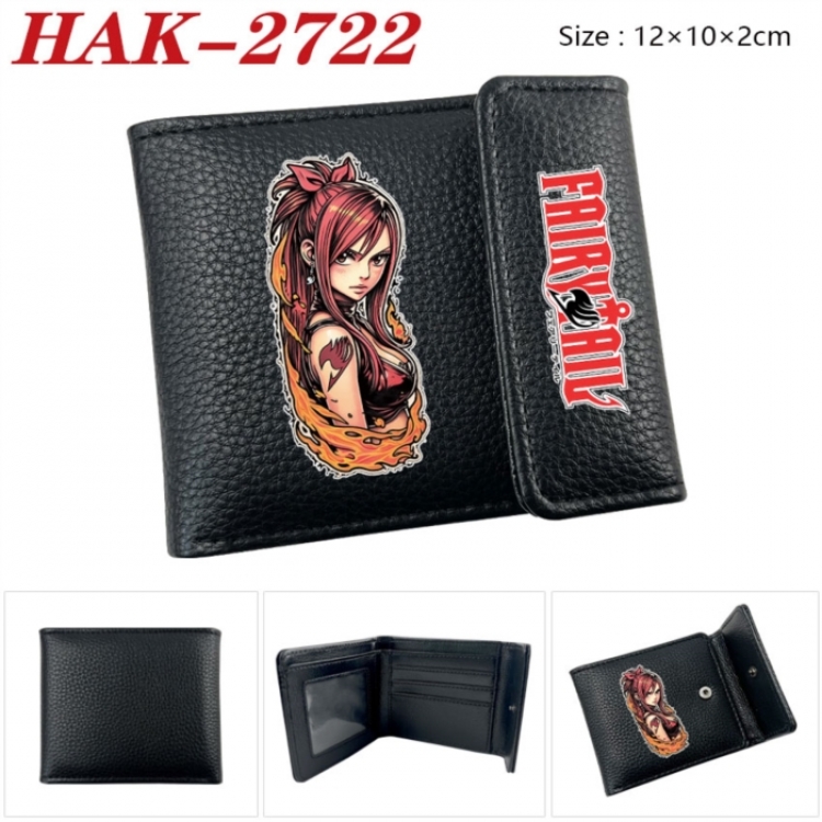 Fairy tail Anime Litchi Pattern Hidden Buckle Half Fold Printed Wallet 12X10X2CM