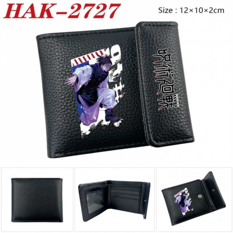 Jujutsu Kaisen Anime Litchi Pattern Hidden Buckle Half Fold Printed Wallet 12X10X2CM