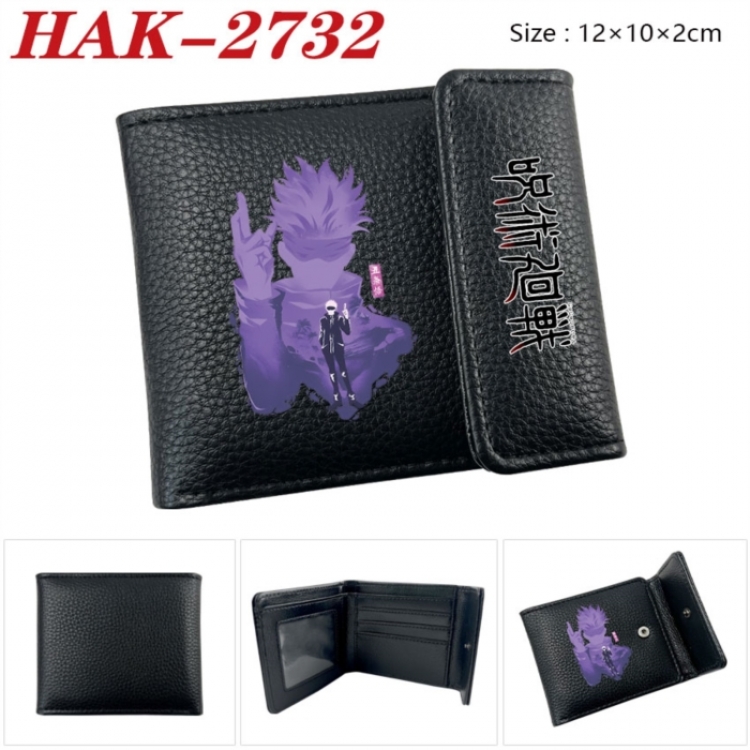 Jujutsu Kaisen Anime Litchi Pattern Hidden Buckle Half Fold Printed Wallet 12X10X2CM
