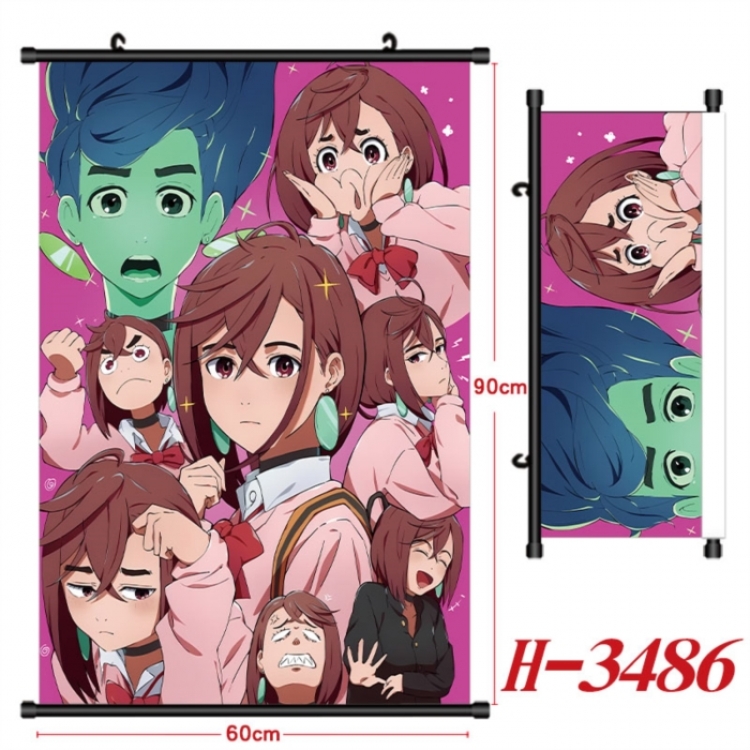 DANDADAN Anime Black Plastic Rod Canvas Painting Wall Scroll 60X90CM