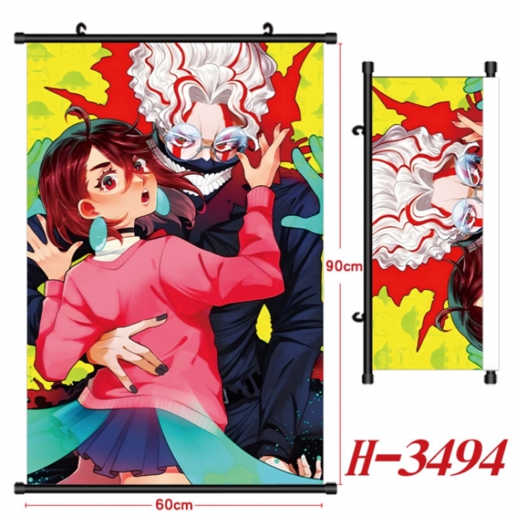 DANDADAN Anime Black Plastic Rod Canvas Painting Wall Scroll 60X90CM
