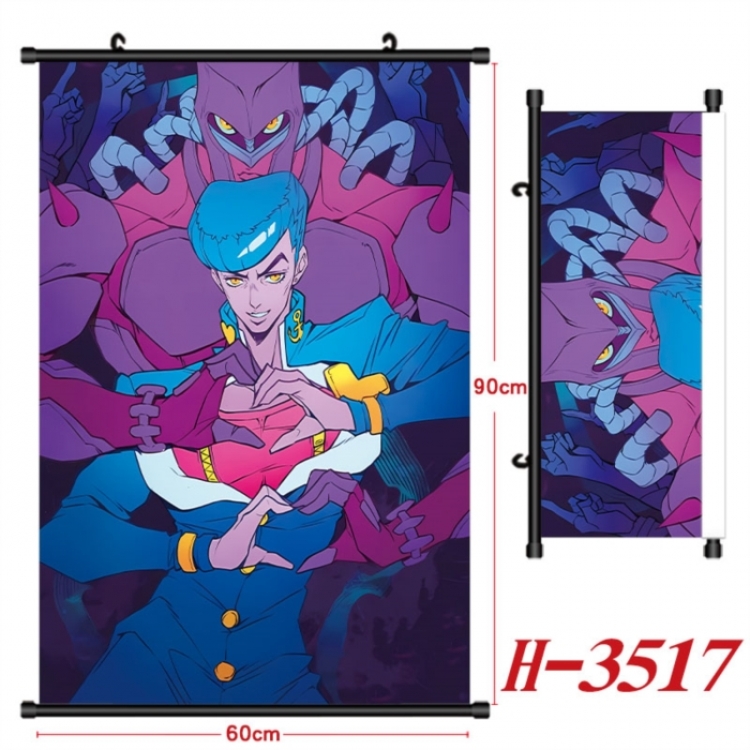 JoJos Bizarre Adventure Anime Black Plastic Rod Canvas Painting Wall Scroll 60X90CM