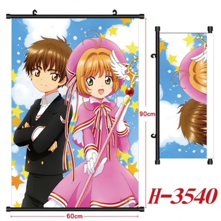 Card Captor Sakura Anime Black Plastic Rod Canvas Painting Wall Scroll 60X90CM