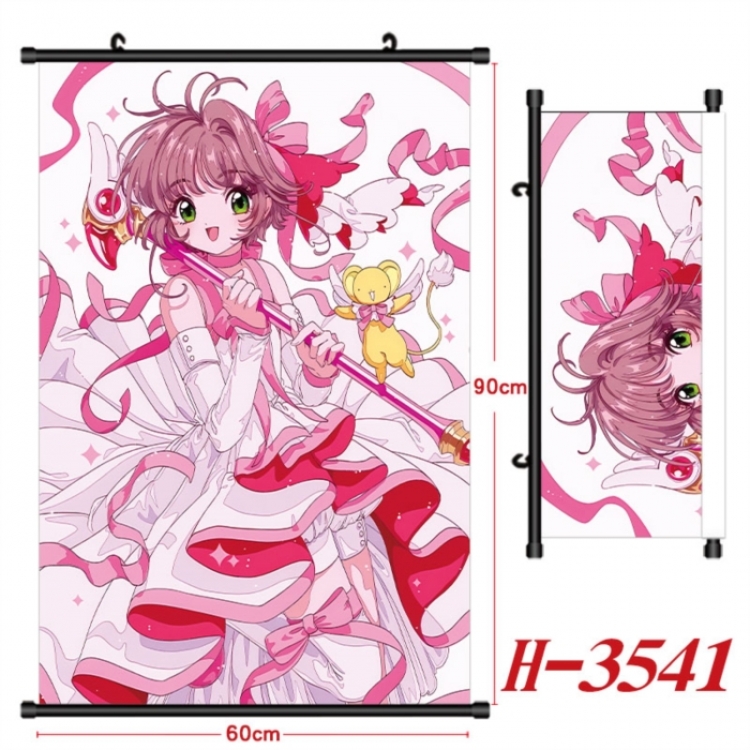 Card Captor Sakura Anime Black Plastic Rod Canvas Painting Wall Scroll 60X90CM