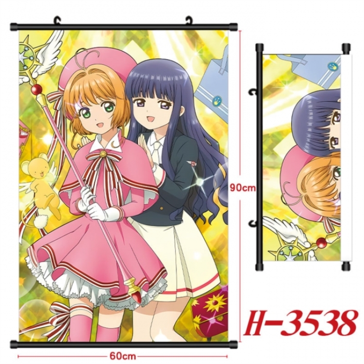 Card Captor Sakura Anime Black Plastic Rod Canvas Painting Wall Scroll 60X90CM