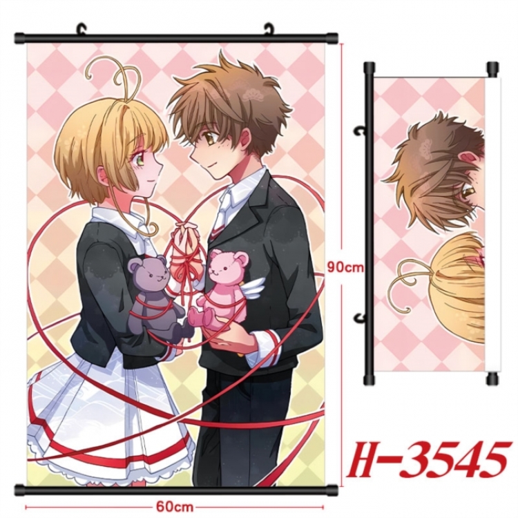 Card Captor Sakura Anime Black Plastic Rod Canvas Painting Wall Scroll 60X90CM