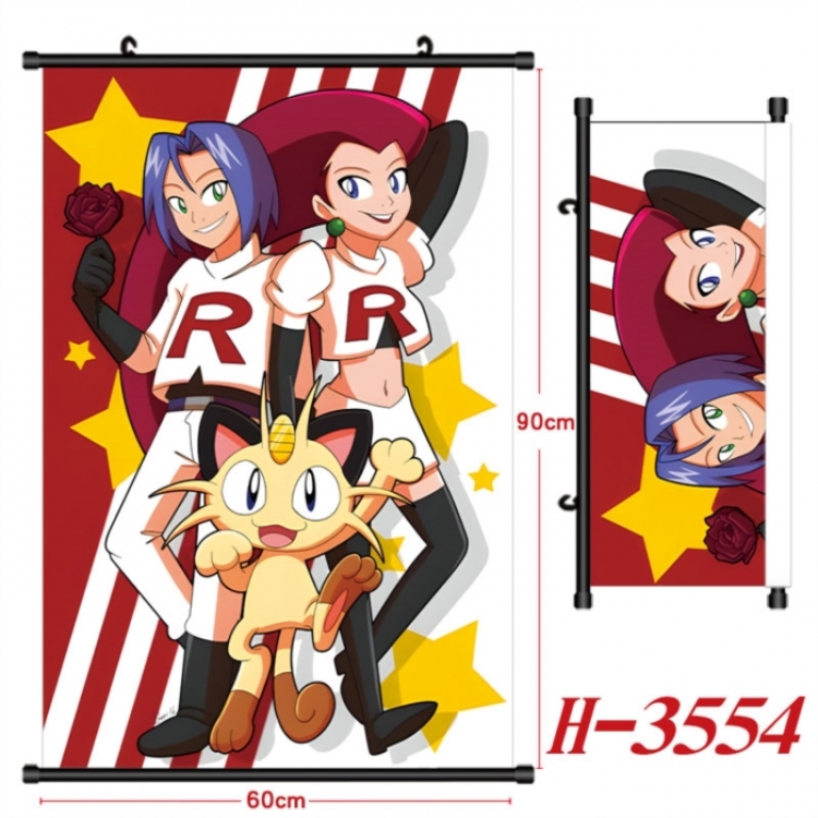 Pokemon Anime Black Plastic Rod Canvas Painting Wall Scroll 60X90CM