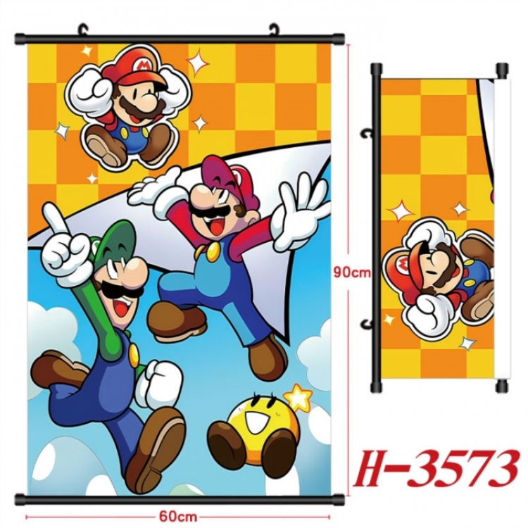 Super Mario Anime Black Plastic Rod Canvas Painting Wall Scroll 60X90CM