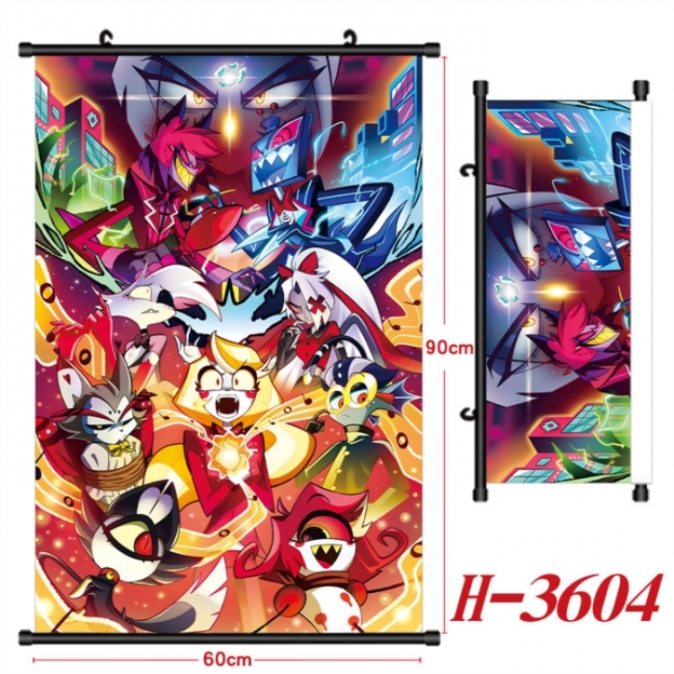 Hazbin Hotel Anime Black Plastic Rod Canvas Painting Wall Scroll 60X90CM