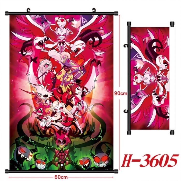 Hazbin Hotel Anime Black Plastic Rod Canvas Painting Wall Scroll 60X90CM
