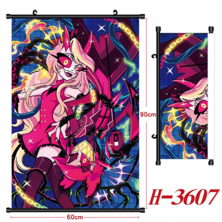 Hazbin Hotel Anime Black Plastic Rod Canvas Painting Wall Scroll 60X90CM