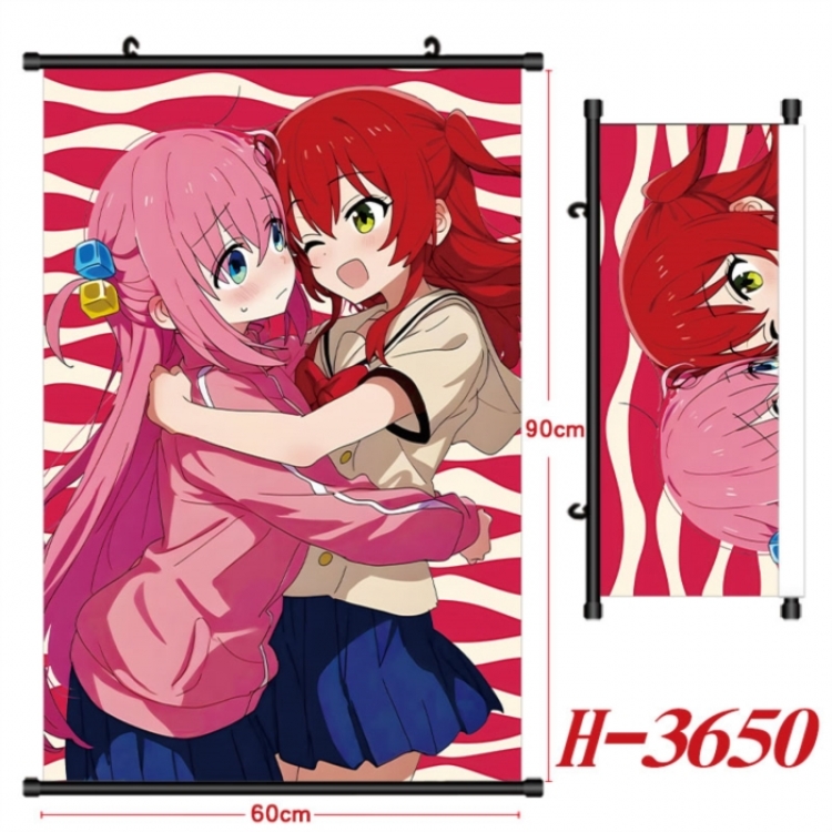 BOCCHI THE ROCK! Anime Black Plastic Rod Canvas Painting Wall Scroll 60X90CM