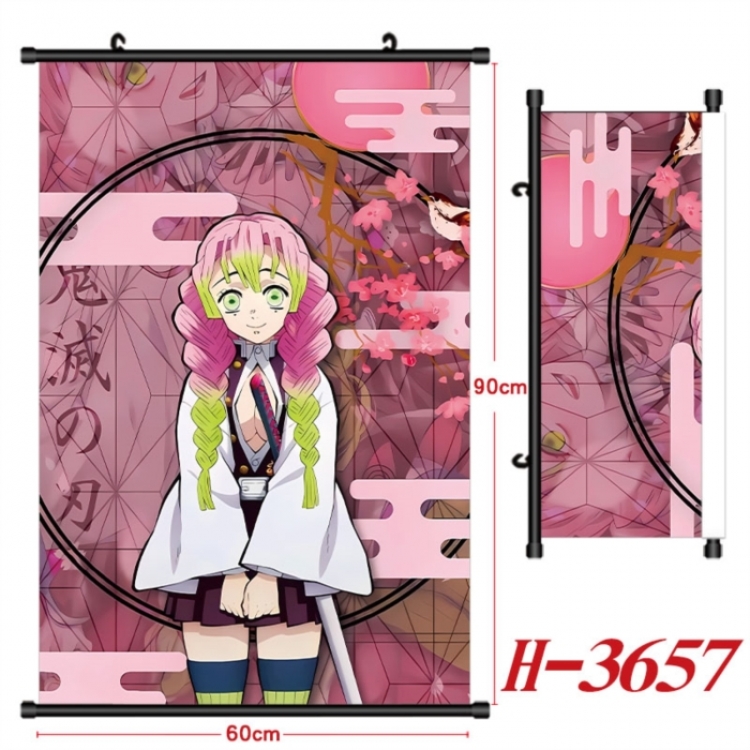 Demon Slayer Kimets Anime Black Plastic Rod Canvas Painting Wall Scroll 60X90CM