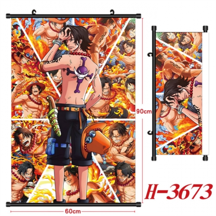  One Piece Anime Black Plastic Rod Canvas Painting Wall Scroll 60X90CM
