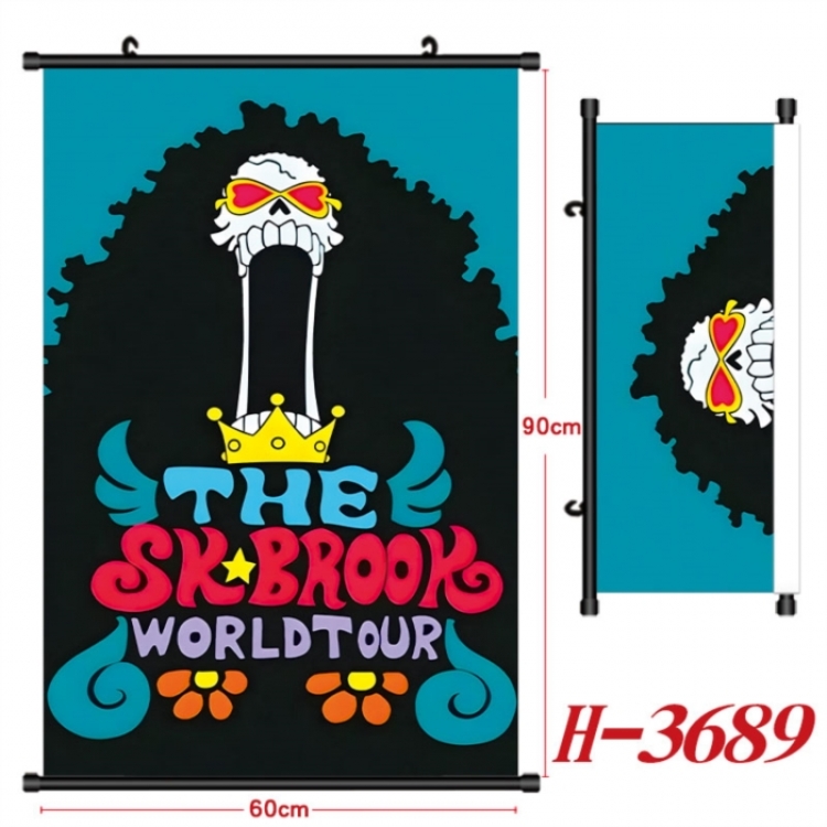  One Piece Anime Black Plastic Rod Canvas Painting Wall Scroll 60X90CM