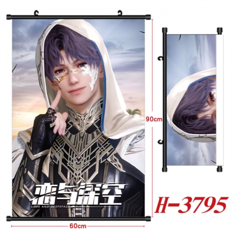 Love and Deepspace Anime Black Plastic Rod Canvas Painting Wall Scroll 60X90CM