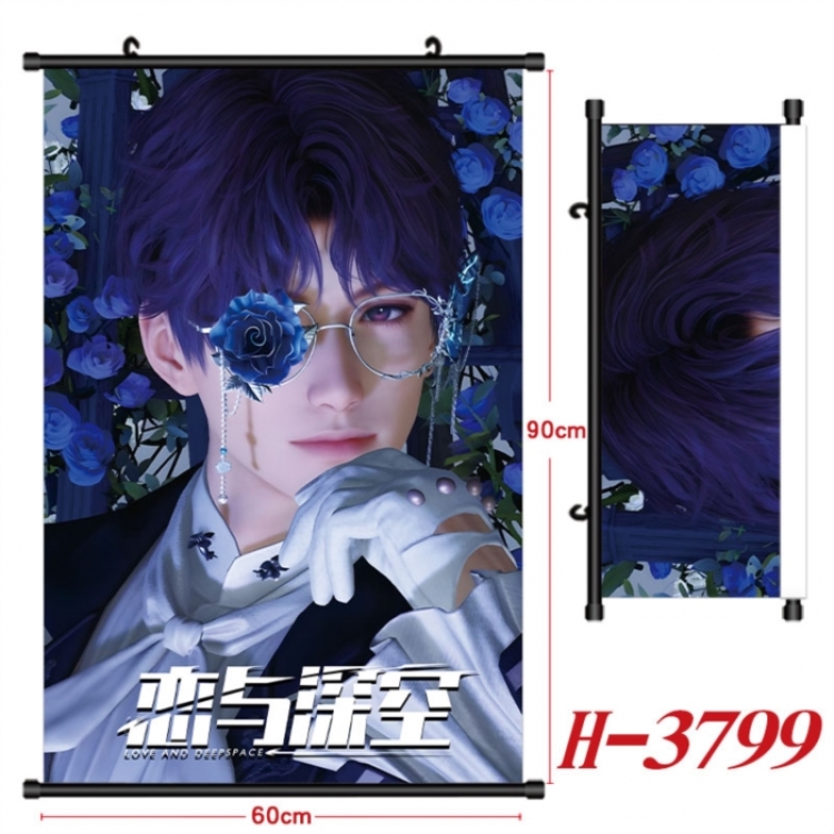 Love and Deepspace Anime Black Plastic Rod Canvas Painting Wall Scroll 60X90CM