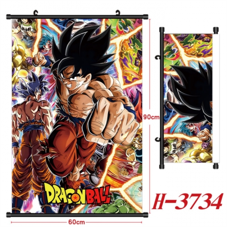 DRAGON BALL Anime Black Plastic Rod Canvas Painting Wall Scroll 60X90CM