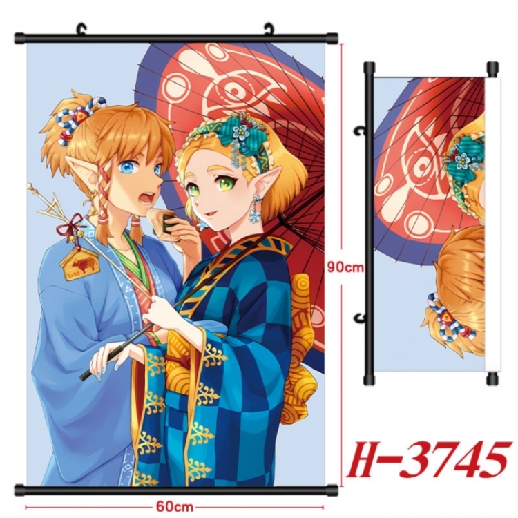 The Legend of Zelda Anime Black Plastic Rod Canvas Painting Wall Scroll 60X90CM
