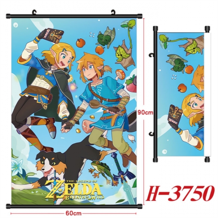 The Legend of Zelda Anime Black Plastic Rod Canvas Painting Wall Scroll 60X90CM