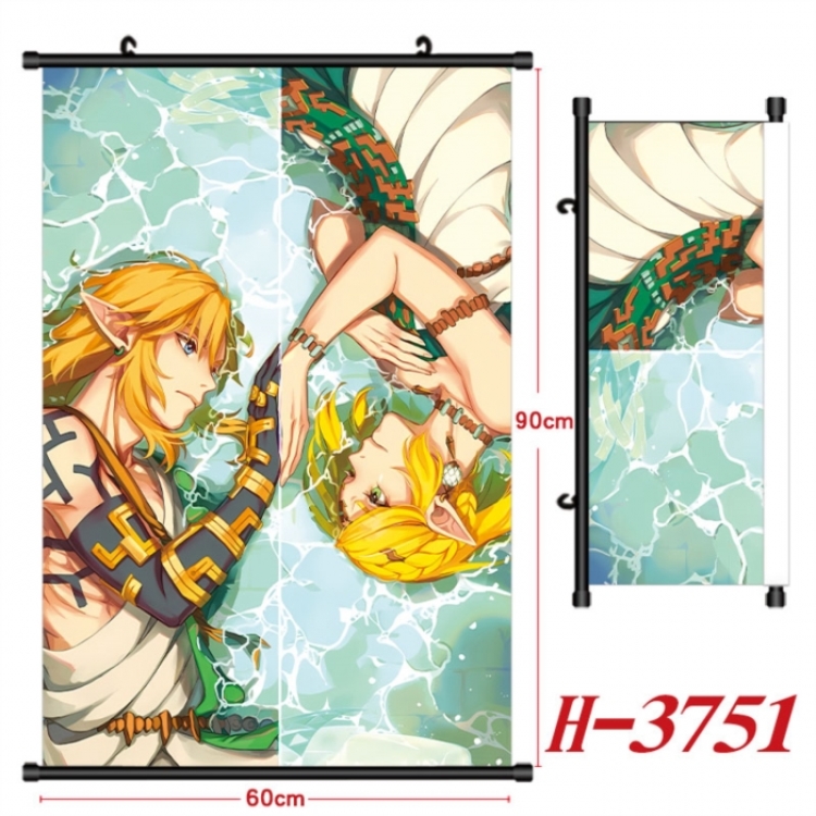 The Legend of Zelda Anime Black Plastic Rod Canvas Painting Wall Scroll 60X90CM