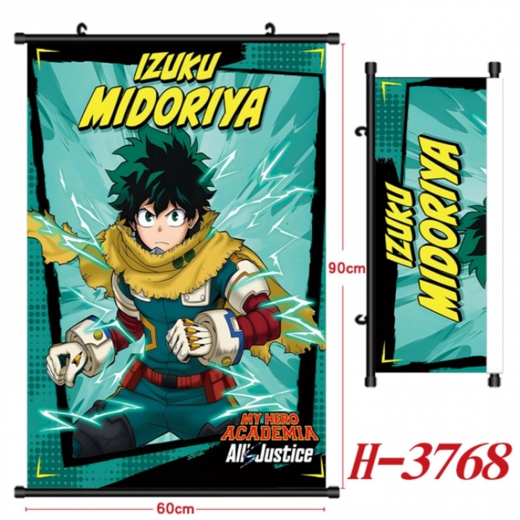 My Hero Academia Anime Black Plastic Rod Canvas Painting Wall Scroll 60X90CM