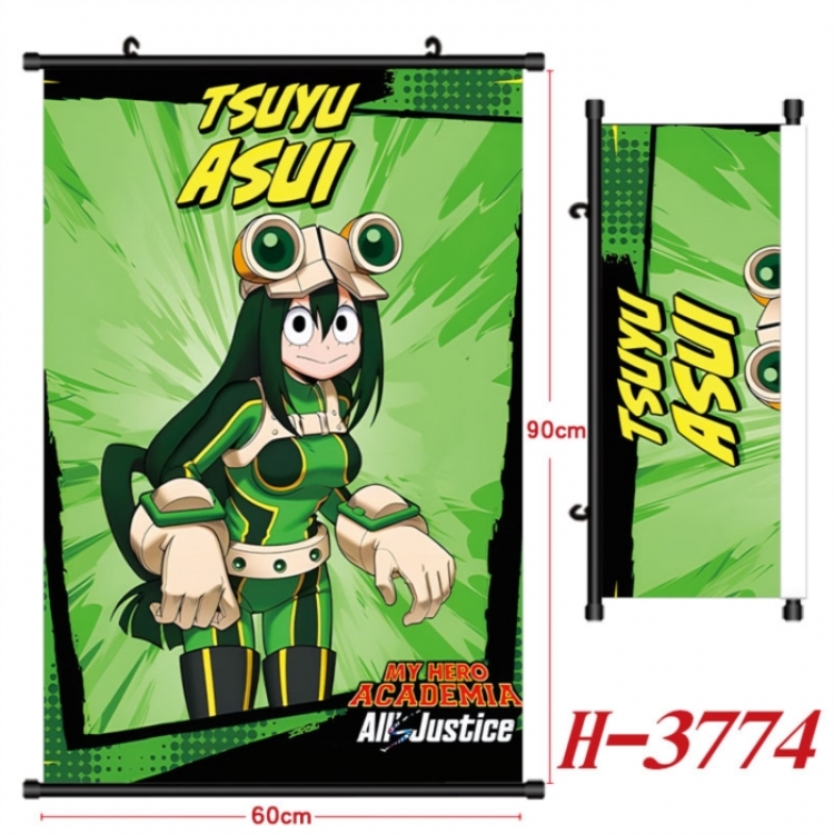 My Hero Academia Anime Black Plastic Rod Canvas Painting Wall Scroll 60X90CM