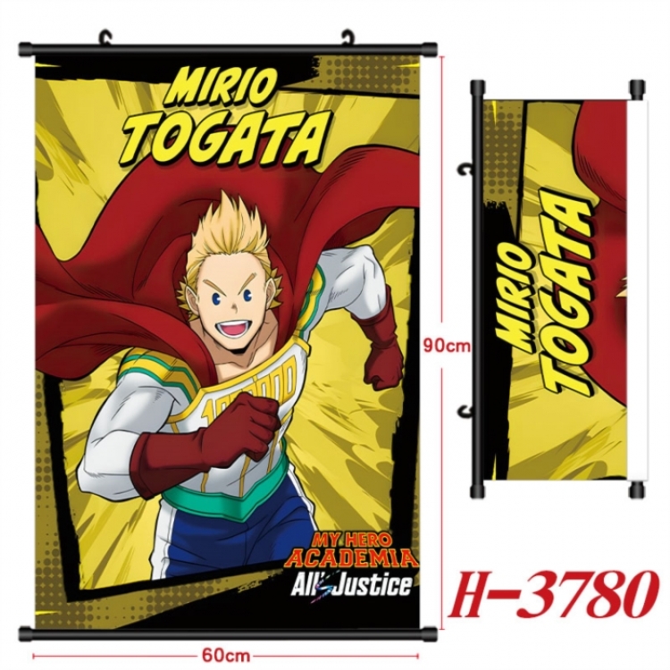 My Hero Academia Anime Black Plastic Rod Canvas Painting Wall Scroll 60X90CM