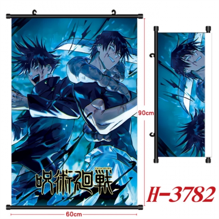 Jujutsu Kaisen Anime Black Plastic Rod Canvas Painting Wall Scroll 60X90CM