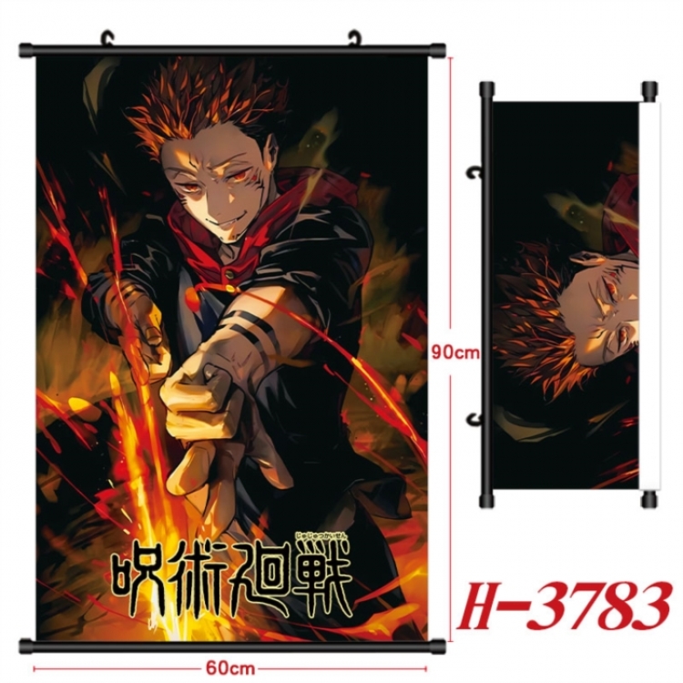 Jujutsu Kaisen Anime Black Plastic Rod Canvas Painting Wall Scroll 60X90CM