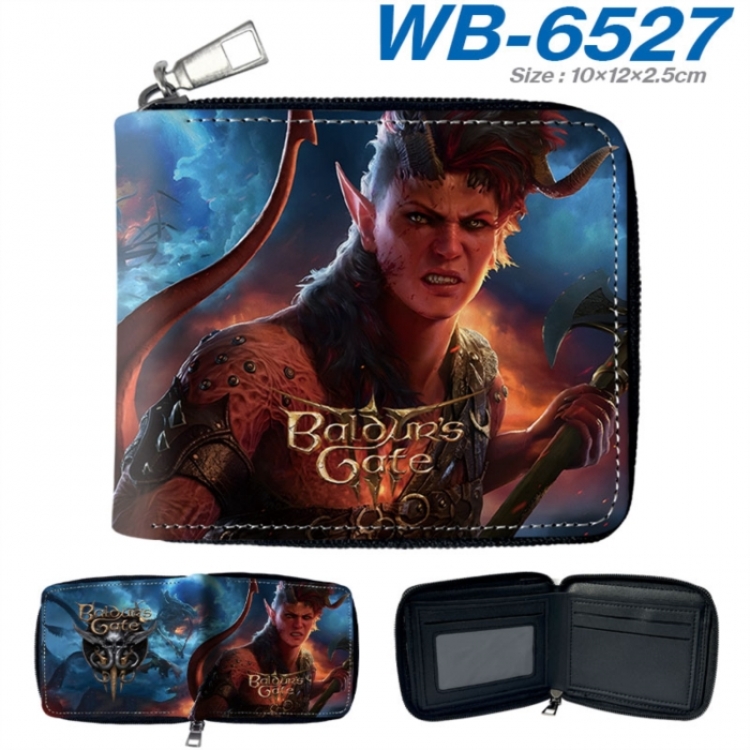 Baldur's Gate Anime color short full zip folding wallet 10x12x2.5cm