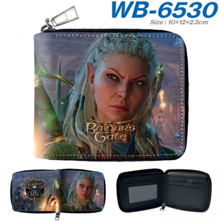 Baldur's Gate Anime color short full zip folding wallet 10x12x2.5cm