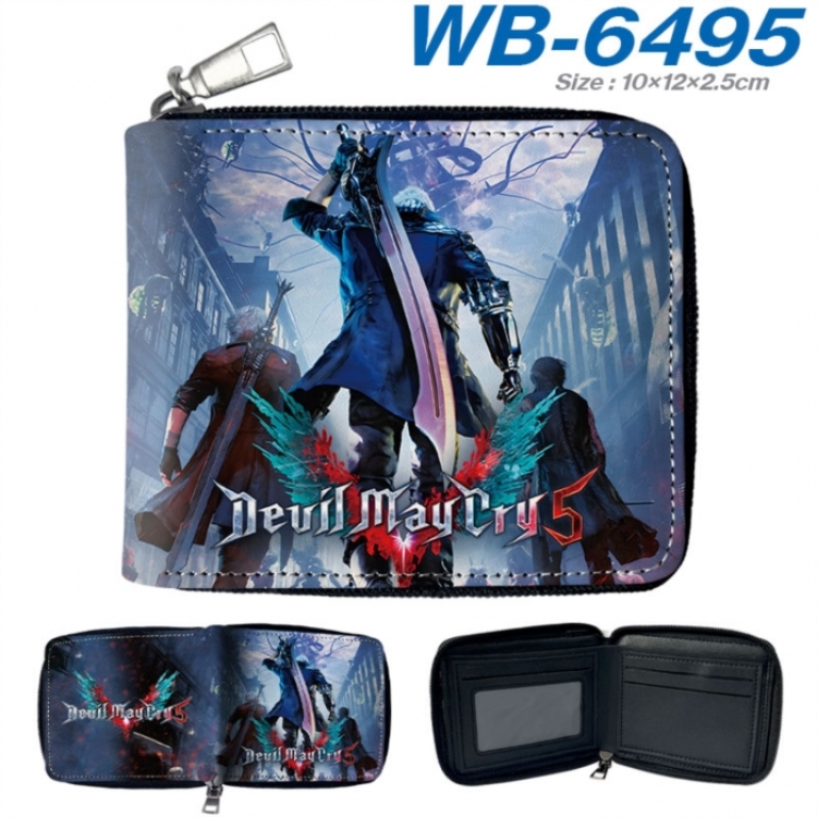 Devil May Cry Anime color short full zip folding wallet 10x12x2.5cm
