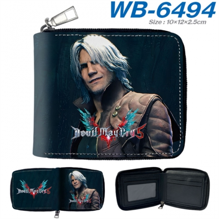 Devil May Cry Anime color short full zip folding wallet 10x12x2.5cm