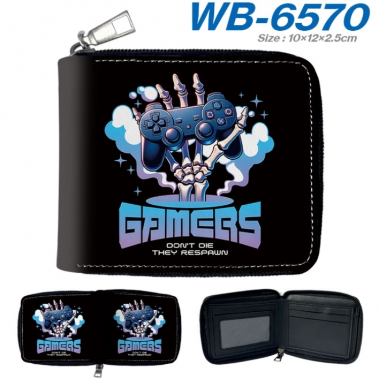 GamePad Anime color short full zip folding wallet 10x12x2.5cm