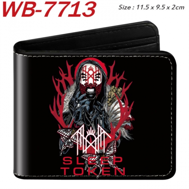 Sleep Token Animation color PU leather half fold wallet 11.5X9X2CM