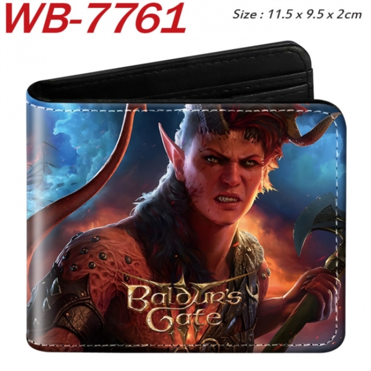 Baldur's Gate Animation color PU leather half fold wallet 11.5X9X2CM