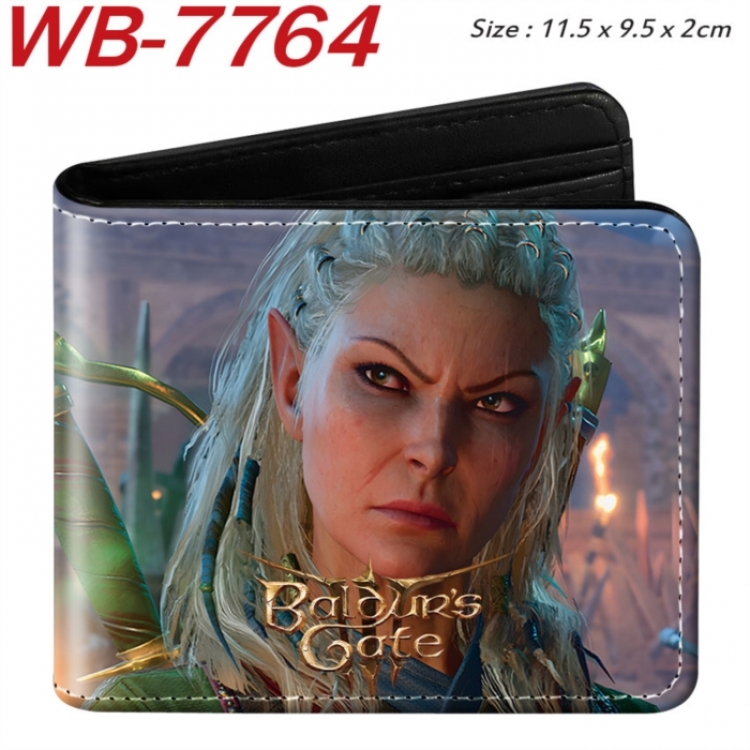 Baldur's Gate Animation color PU leather half fold wallet 11.5X9X2CM