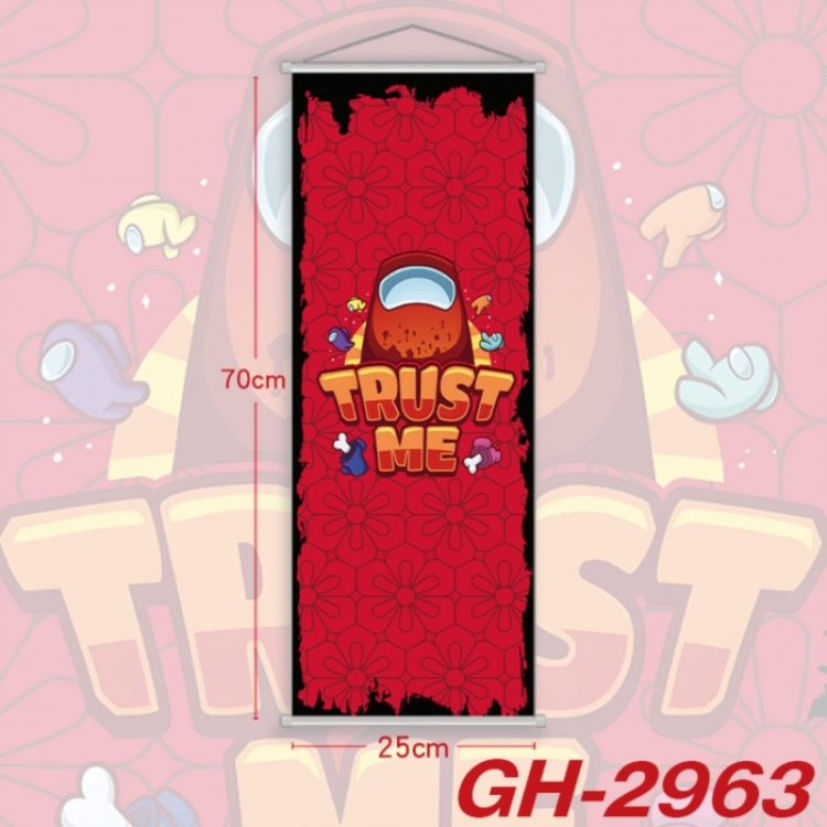 Among Us Plastic Rod Cloth Small Hanging Canvas Painting Wall Scroll 25x70cm price for 5 pcs