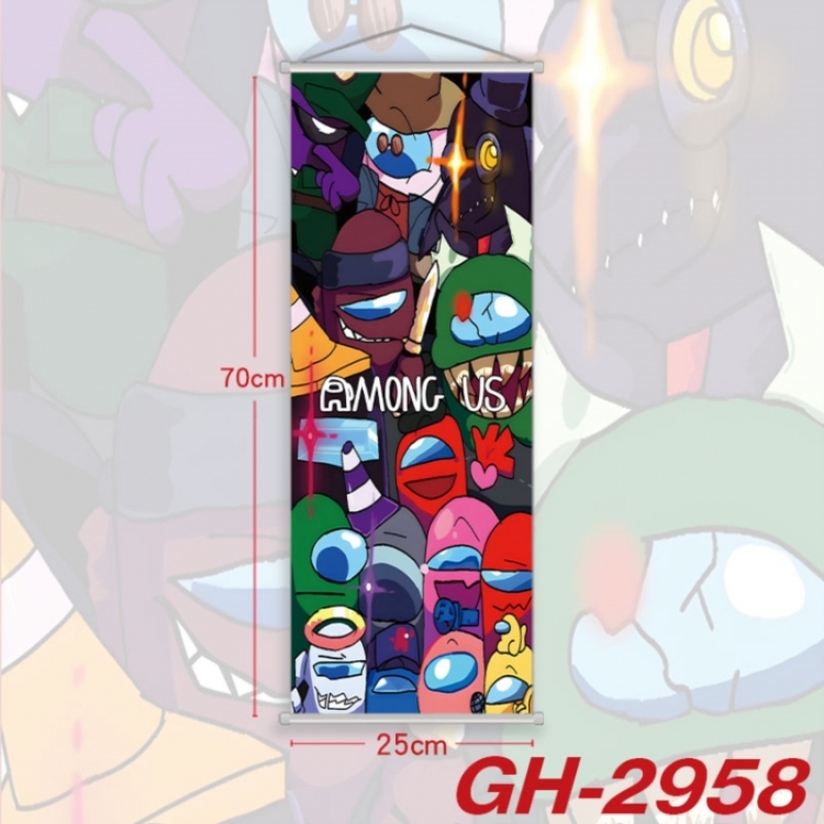 Among Us Plastic Rod Cloth Small Hanging Canvas Painting Wall Scroll 25x70cm price for 5 pcs