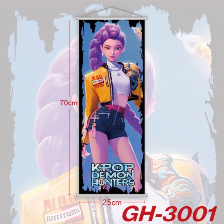K-Pop Demon Hunters Plastic Rod Cloth Small Hanging Canvas Painting Wall Scroll 25x70cm price for 5 pcs