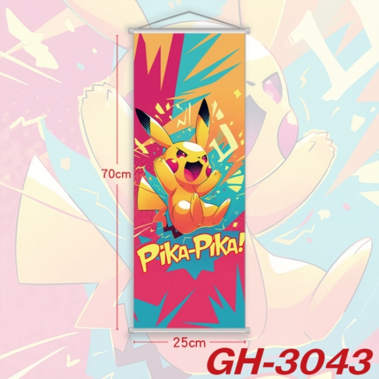 Pokemon Plastic Rod Cloth Small Hanging Canvas Painting Wall Scroll 25x70cm price for 5 pcs
